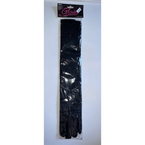 Black Velvet Opera Gloves Long Formal Costume Accessory One Size - Picture 5 of 5